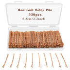330 PCS Rose Gold Bobby Pins for Women Girls, YINGFENG 2.2 Inch Long Super Grip Blonde Hair Pins with Box, Reusable Non Slip Hair Pins, For Buns, Thick Hair Thin Hair And All Hair Types