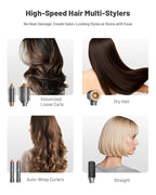 6 in 1 Hot Air Styler & Hair Styler- High-Speed Hair Dryer Brush, Fast Drying Blow Dryer Brush No Heat Damage Multi-Styler Auto Wrap Curlers for Volumizing Curl Straighten Frizz-Free with Travel Bag