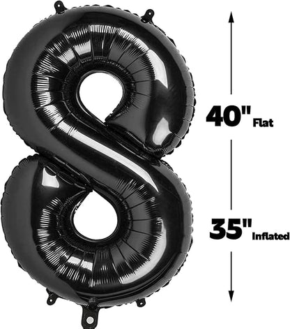 Black Number 8 Balloon 40 inch, Balloon numbers party supplies, deco photo shoot - Image 2