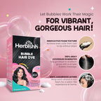 Herbishh Bubble Foam Hair Dye Shampoo, 3 in 1 Dye for 100% Grey Coverage, Permanent & Instant Hair Coloring for Men & Women, Long-lasting & Travel-friendly, Ammonia-free, 10 Sachet x 24 ml (Black)