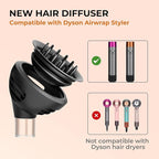 Large Round Volumizing Brush Attachment for Dyson Airwrap Stylers (HS01/HS05) - XL Oval Copper Hair Brush for Bouncy Blowout, Root Lift & Salon Curls (Upgraded Diffuser)