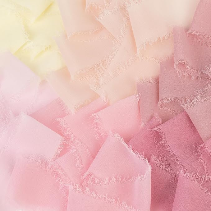 Pink Chiffon Ribbon 1.5 Inch x 3Yds Pastel Pink/Peach/Cream/Blushing Rose/Dusty - Image 3