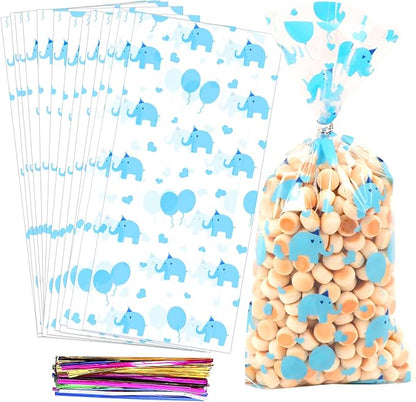 100 Pcs 5"X11" Gift Wrap Cello Cellophane Treat Bags Clear Candy Cookie Plastic by COQOFA