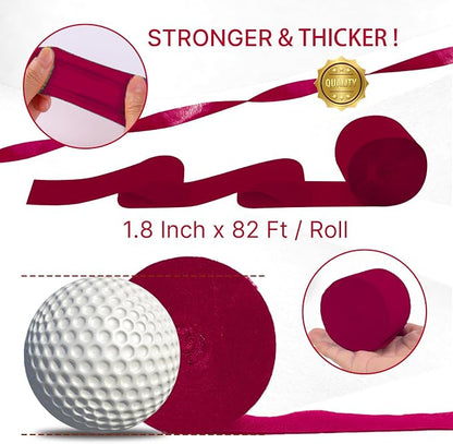Burgundy Crepe Paper Streamers by PartyWoo: 6 Rolls, 1.8in x 82ft Each - Image 6