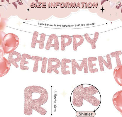 Fulmoon Pre Strung Happy Retirement Banner Glitter Retirement Sign Funny - Image 2