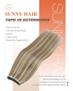 Sunny Hair Tape in Hair Extensions Human Hair, Blonde Hair Extensions Tape in Highlight Blonde Human Hair Tape in Extensions 12 inch 30G