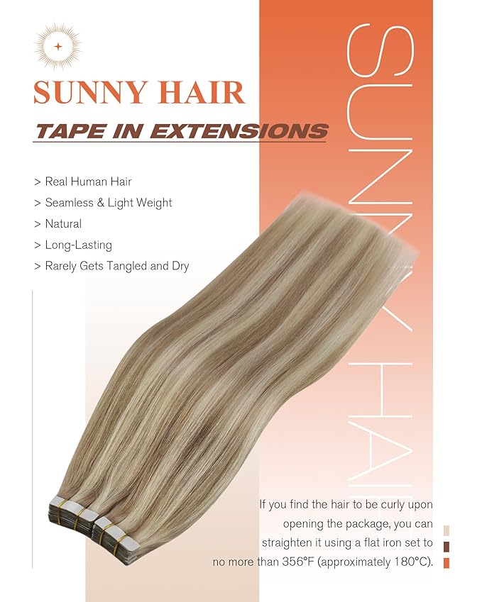 Sunny Hair Tape in Hair Extensions Human Hair, Blonde Hair Extensions Tape in Highlight Blonde Human Hair Tape in Extensions 16 inch 50G