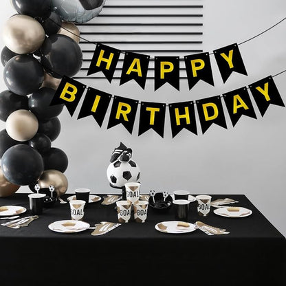 Pre-Strung Black and Gold Happy Birthday Banner Sign - Image 5