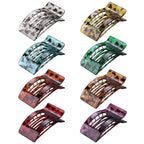 8 Pack French Flat Hair Clips for Women – Large Matte No-Slip Claw Barrettes for Thick & Thin Hair, Strong Hold Styling Accessories (Leopard)