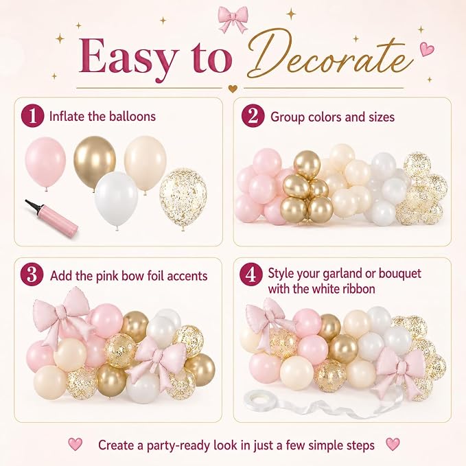 Pink Gold Balloons, 12 Inch Pastel Pink Metallic Gold Balloon - Image 7