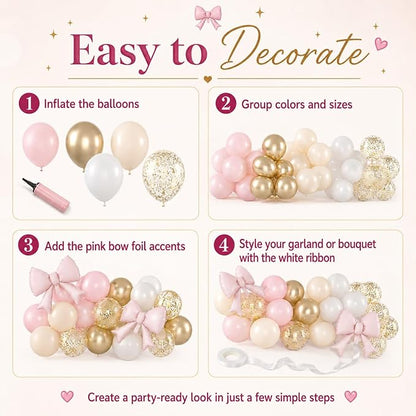 Pink Gold Balloons, 12 Inch Pastel Pink Metallic Gold Balloon - Image 7