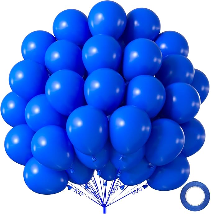 50pcs Royal Blue Balloons 12 Inch, Premium Matte Dark Blue Latex Balloon by Q%26High+Life