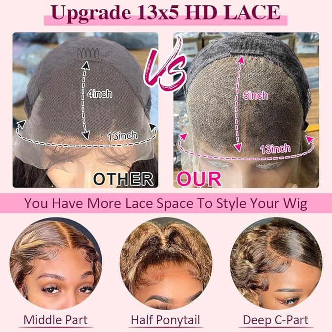CYNOSURE Honey Blonde Ombre Lace Front Wig Human Hair 13x5 Highlight Deep Wave Curly Wig 4/27 Colored HD Transparent Lace Front Wigs Pre Plucked with Baby Hair 180% Density 24 Inch