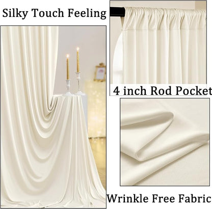 20ft x 10ft Wrinkle Free Ivory Backdrop Curtains - Image 2