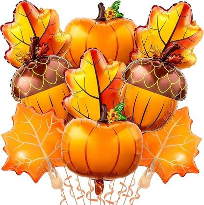 Jobkoo Fall Balloons Thanksgiving Decorations Orange Pumpkin Maple Leaf Pine by Jobkoo