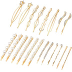 20 Pieces Elegant Hair Barrettes Bridal Golden Metal Hair Clip Artificial Pearl Hair Pins and Clear Rhinestone Bobby Pin for Weddings Hair Accessories