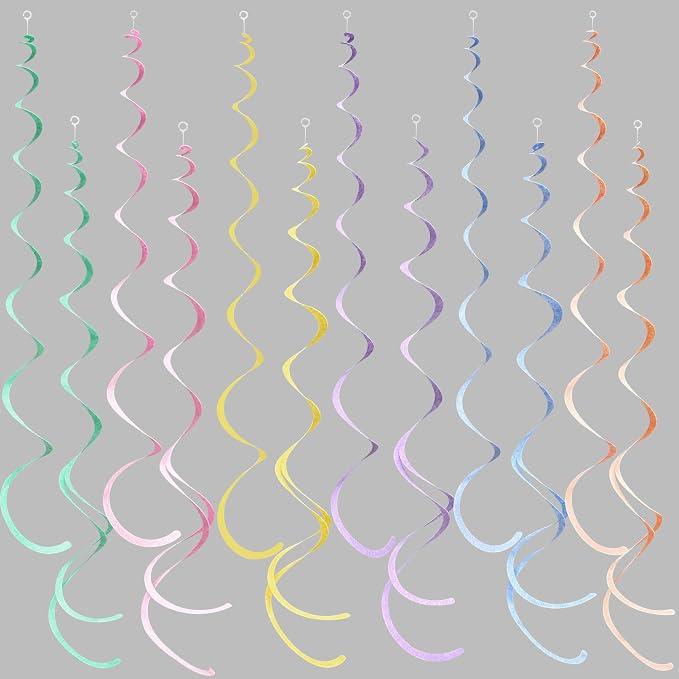 36 Pcs Pastel Hanging Swirl Decorations Pastel Color Felt Swirl Streamer Spiral by pinkblume