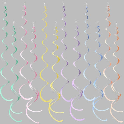 36 Pcs Pastel Hanging Swirl Decorations Pastel Color Felt Swirl Streamer Spiral by pinkblume