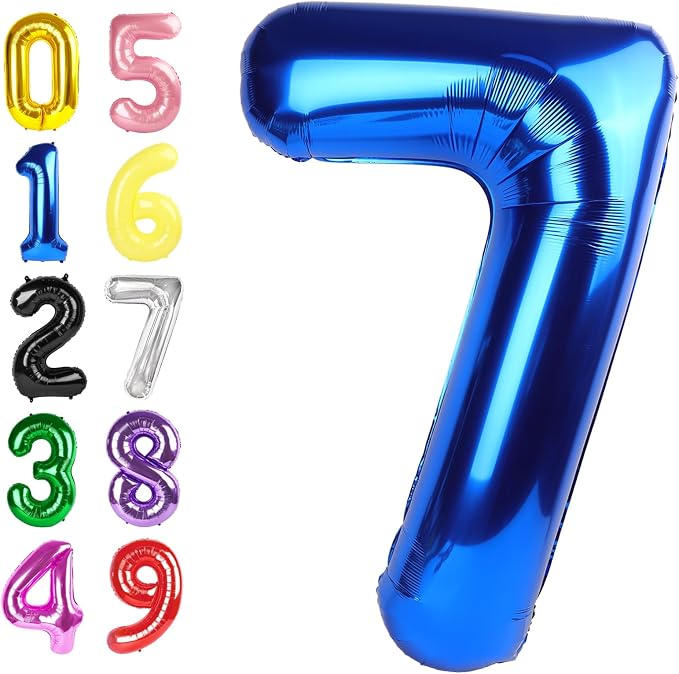 Blue Birthday Balloons for Men 6 Number Balloons 40 Inch | Mix & Match Numbers by Argthjy