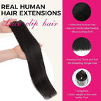 Lashey Clip in Hair Extensions Real Human Hair, 16 Inch #1B Natural Black 7pcs 120g, Human Hair Clip in Extensions Thick Straight Hair for Women