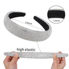 Sparkly Wide Headbands for Women Girls,2PCS Rhinestone Padded Headband Sliver Purple Glitter,Fashion Sparkle Rhinestone Hairbands Hair Hoop for Daily Prom Party Head Accessories