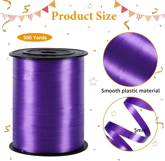 500 Yards Purple Curling Ribbon Balloon String Ribbon 1/5 Inch | Ribbon - Image 2