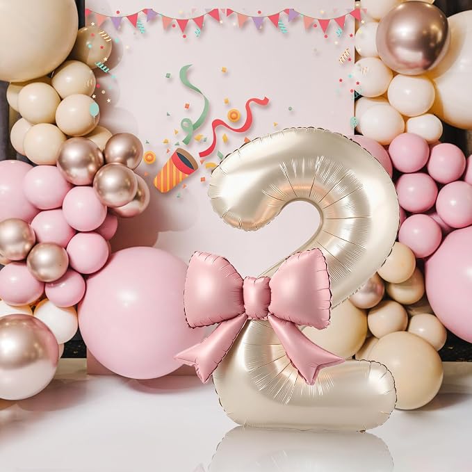 40 Inch Cream Number 2 Balloon - Image 5