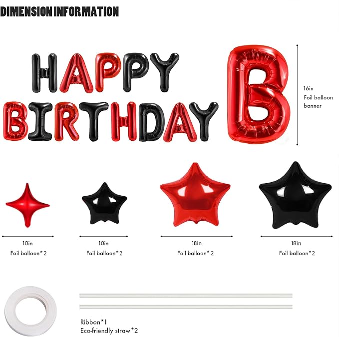 CANREVEL Happy Birthday Banner Decorations + 8Pcs Star Balloons, - Image 2
