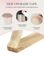 DOORES Invisi Edge Hair Extensions Real Human Hair Tape in, Drity Blonde Mixed Platinum Blonde 10 Injection Tape-ins with 10 Classic Tape-ins 50g 14 Inch, Injection Tape in Extensions