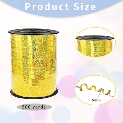 Gold Curling Ribbon, 500 Yard Shiny Metallic Gold Balloon String, 1/5"" Ribbon - Image 2