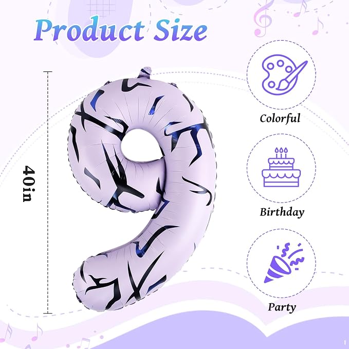 40 Inch Kpop Theme Number 9 Balloon, Birthday Party Decorations - Image 2