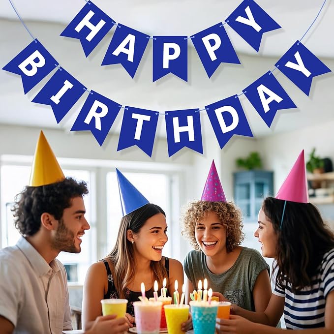 Happy Birthday Banner Sign, Birthday Garland Wall Door Hanging Banners Flag - Image 5