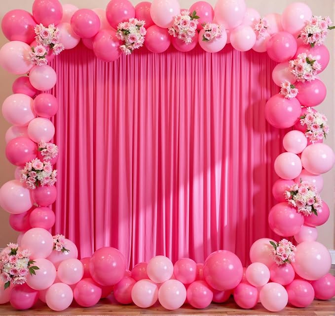 10 ft x 10 ft Wrinkle Free Hot Pink Backdrop Curtains - Image 5