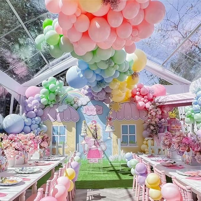 MEBAY Pastel Balloon Garland Arch Kit 146Pcs Macaron Pink Blue White Yellow - Image 7