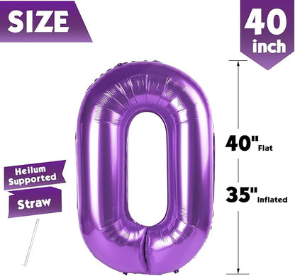 40 Inch Purple Number 0 Balloon Birthday Party Decorations - Image 4