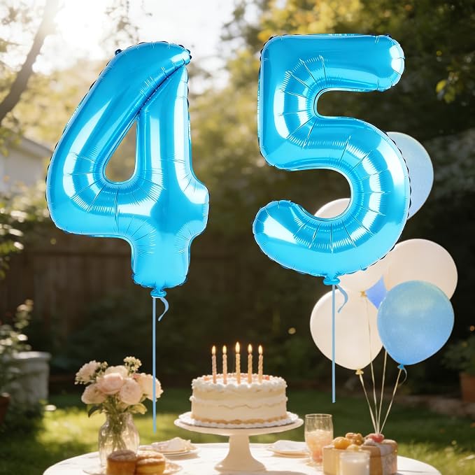 40 Inch Number 45 Balloons for 45th Birthday Party Decorations, 0-100 Jewelry - Image 3