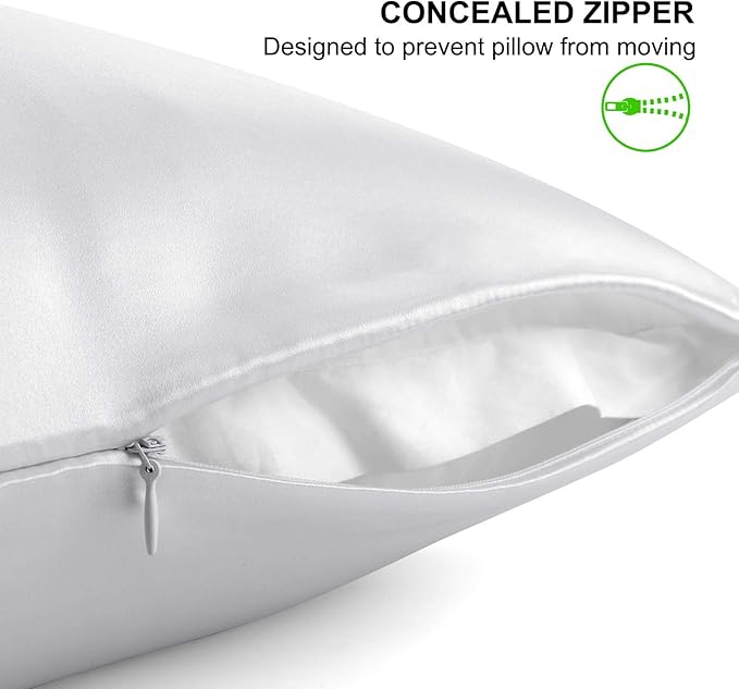 ALASKA BEAR 20 by 54 Silk Pillowcase Couple Womens and Mens Pillow Slip Washable, Body Size(1 Pack, Silver Grey)