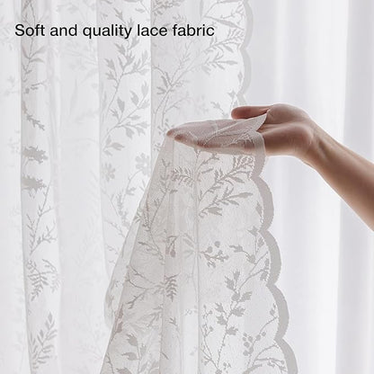 Anmao Vintage Lace Curtains 102 Inches Long 2 Panels Set, Romantic Elegant - Image 4