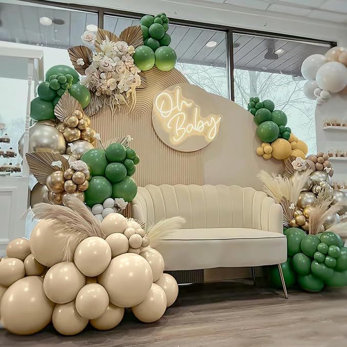 MEBAY Green White Sand Balloon Arch Kit - Image 3