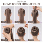 FANDAMEI Hair Bun Maker Set- 8 PCS Hair Donuts for Buns (2 Extra-large,2 Large,2 Medium and 2 Small), 40 PCS Bobby Pins, 5 PCS Hair Elastic Ties Black,Bun Maker - Tan Brown
