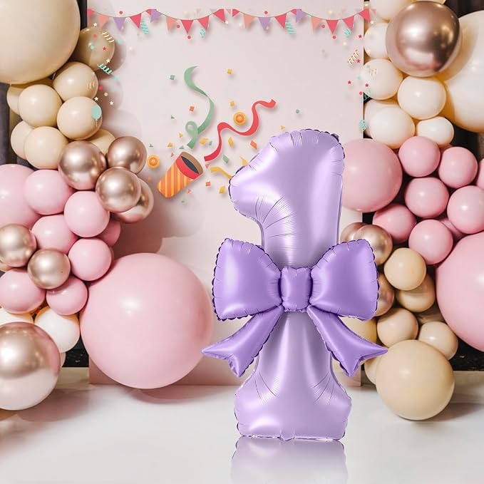40 Inch Number 1 Balloon with Bow, Coquette Aesthetic Foil Balloon - Image 5