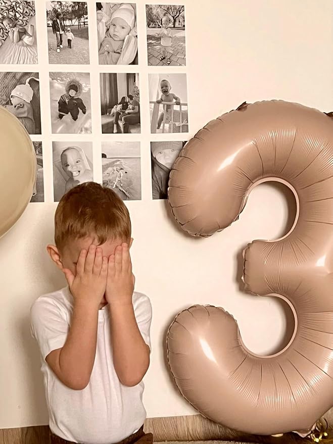 Light Brown Number 3 Balloon 40 inch, 3rd Birthday Party Balloons Decoration | - Image 7