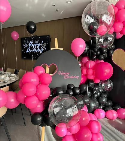 136pcs Hot Pink Black Balloon Arch Kit - Image 6