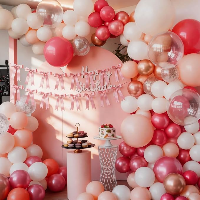 2 Strings Dusty Pink Bow Garland Banner Decorations - Image 7