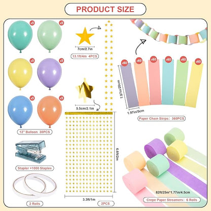 360 Sheets Colorful Paper Chains Strips and Star Garland - Image 2