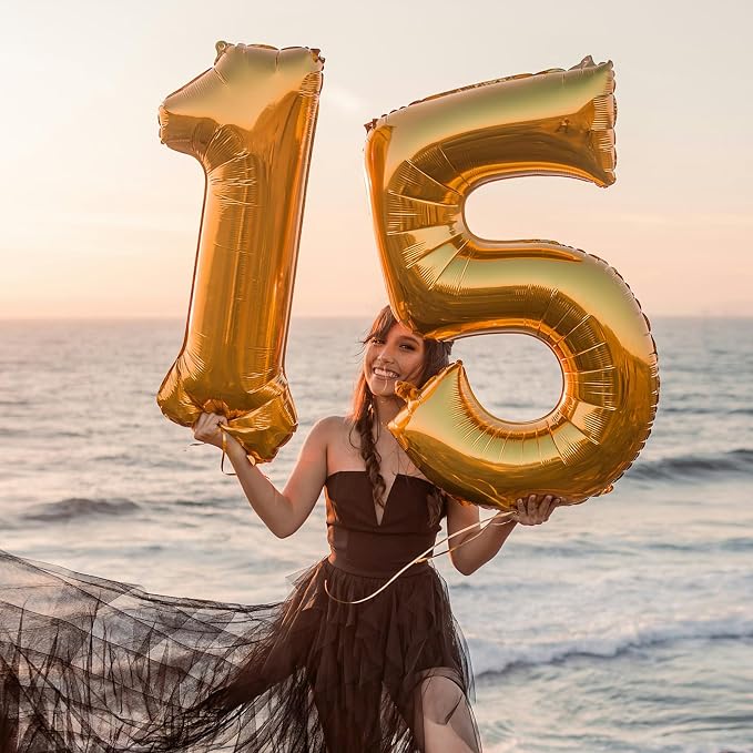 40 Inch Gold Number 9 Foil Balloon - Image 4