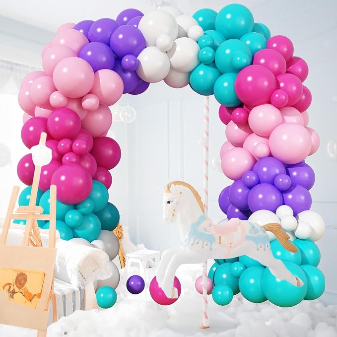 HILAVO Pink Purple Balloon Arch Kit 130 Pcs Blue Purple Pink Party Balloons - Image 4