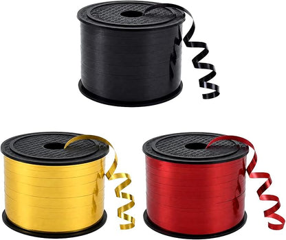 TONIFUL Shiny Black Red Gold Curling Ribbon Balloon String Gift Wrapping | 300 by TONIFUL
