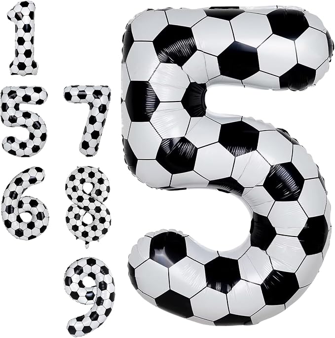 Soccer 5 Balloon Number, 40 Inch Soccer Number 5 Foil Balloon by Froova
