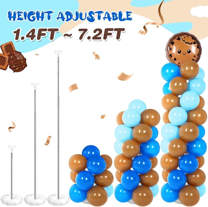 Jenaai 2 Set 163 Pcs Cookie Birthday Party Balloons Column Stand Kit Chocolate - Image 5